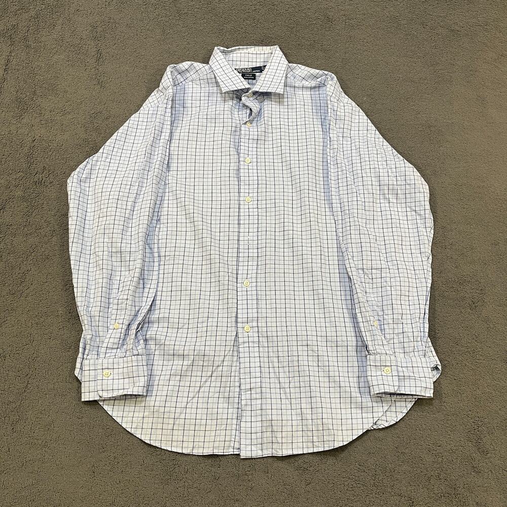 Polo by Ralph Lauren Philip Blue Plaid Button Down Dress Shirt Men's Sz 17 34/35